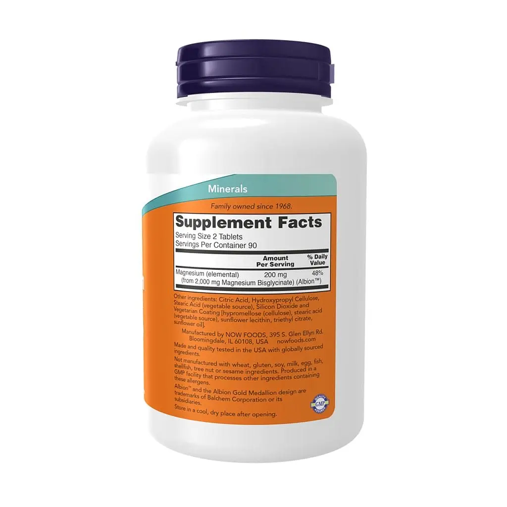 Гліцинат магнію Now Foods Magnesium Glycinate 180 таблеток Підтримка нервової системи (1246-02) - фото 2