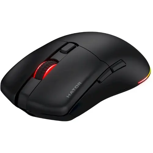 Миша бездротова Hator Pulsar 3, Black, Bluetooth / USB 2.4 GHz / USB, оптична (сенсор PixArt PMW 3311), 12000 dpi, 35G, RGB підсвічування, перемикачі HATOR Optical 100M / Kailh 3M, акумулятор 600 mAh (HTM630) - фото 2