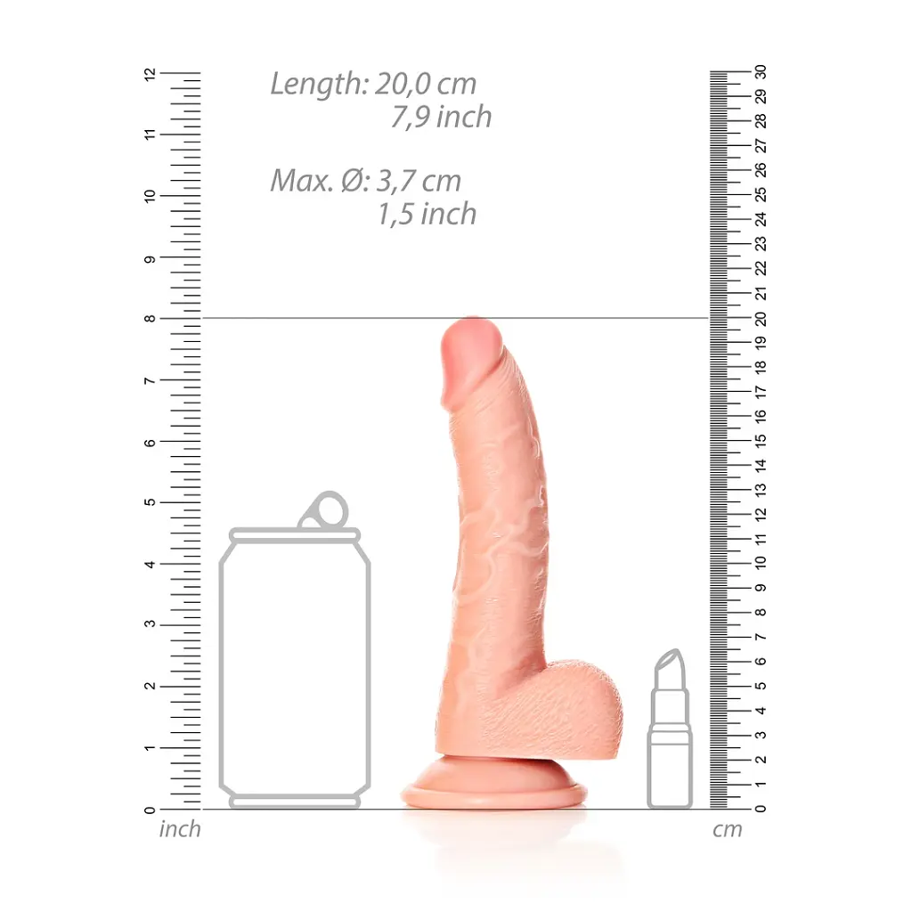 Фалоімітатор RealRock Curved Realistic Balls 7" 18 см (тілесний) - фото 5