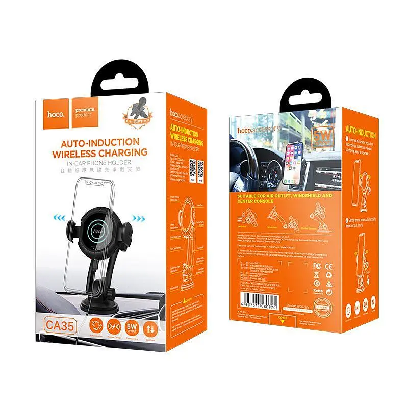 Холдер Hoco CA35 Black (Кріплення присоска + Вентиляційна решітка) + Wireless Charger - фото 6