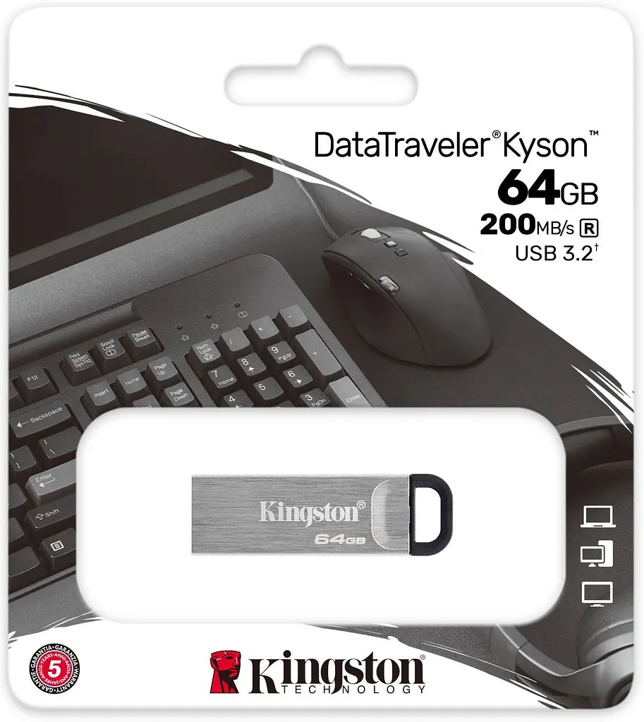 USB Flash накопичувач Kingston 64GB DataTraveler Kyson USB 3.2 silver/black (DTKN/64GB) - фото 3