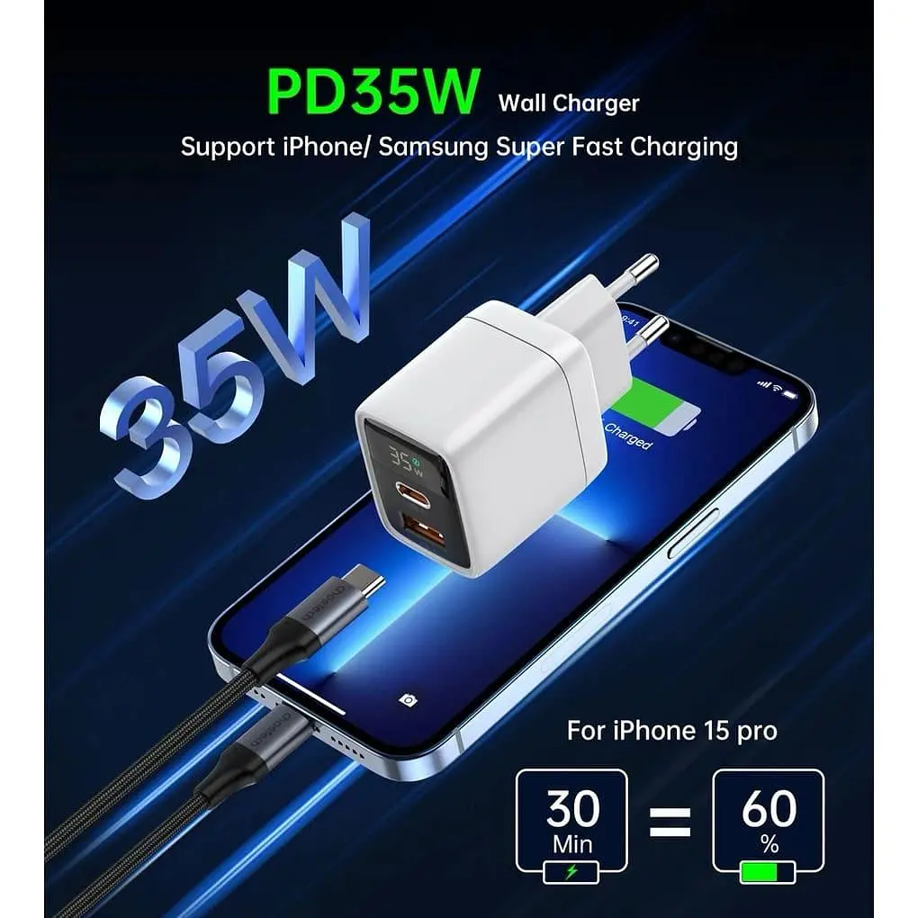 Мережевий зарядний пристрий Choetech PD6052-EU-WH USB-A/USB-С - фото 5