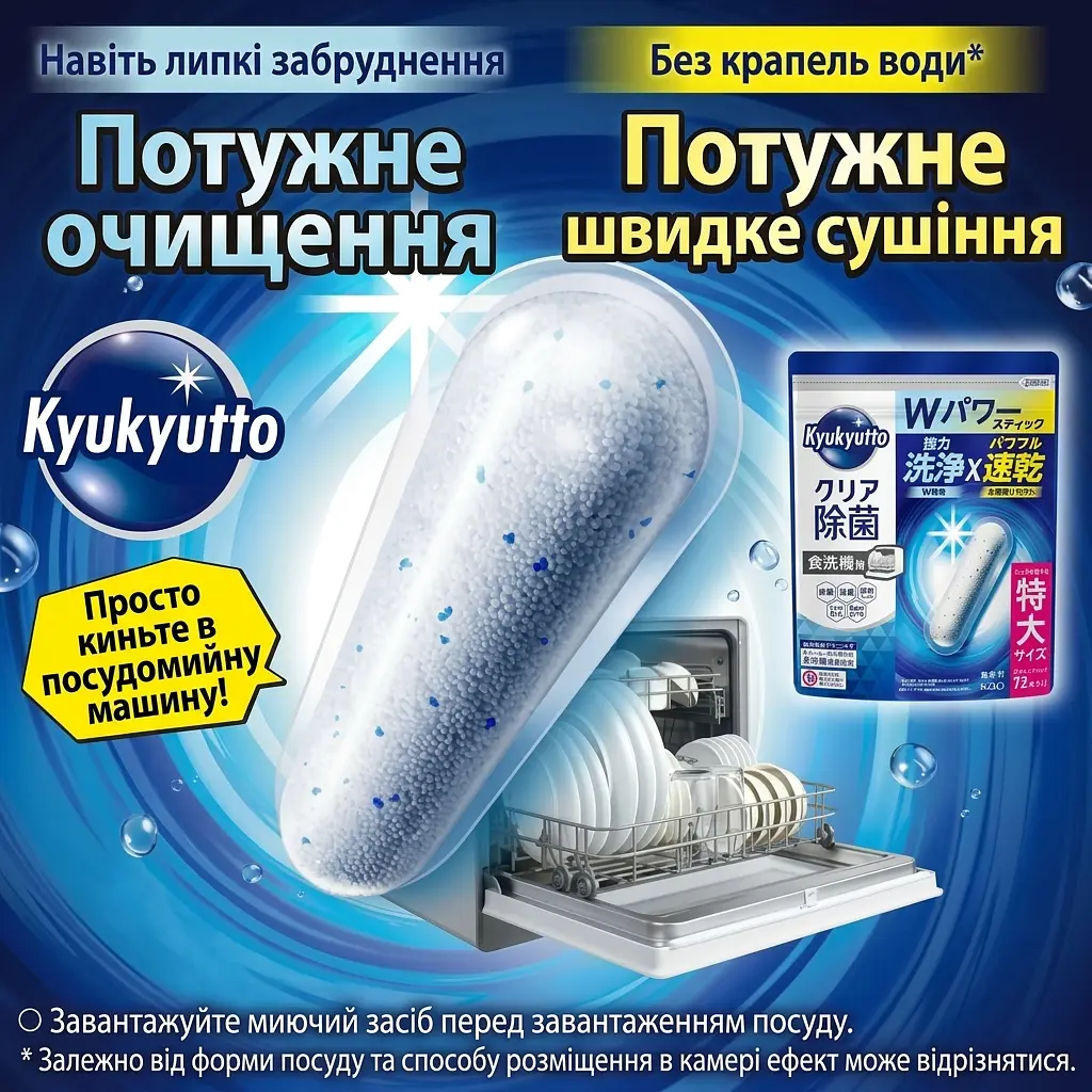 Японські стіки для посудомийної машини Kao CuCute Clear, 72 шт - фото 2