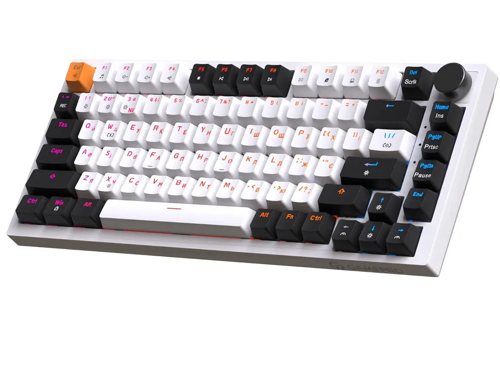 Клавіатура ігрова механічна GamePro MK-160 Red Swich Hot-Swap RGB White-Black - фото 2