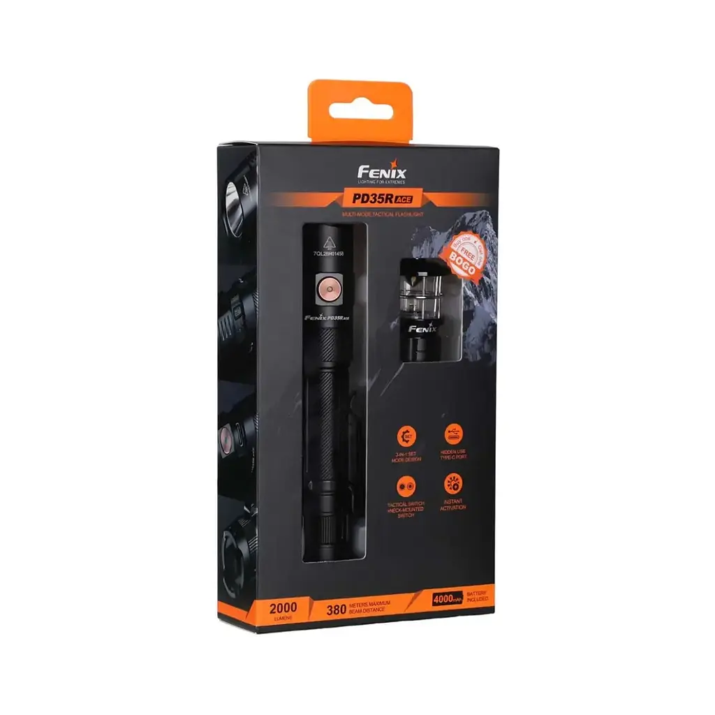 Ліхтар Fenix PD35R ACE LED 2000 лм + наключний ліхтар CL01 (чорний) (PD35RACE-CL01B) - фото 8