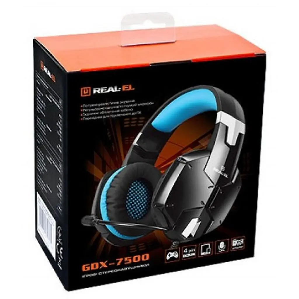 Навушники REAL-EL GDX-7500 black-blue - фото 9