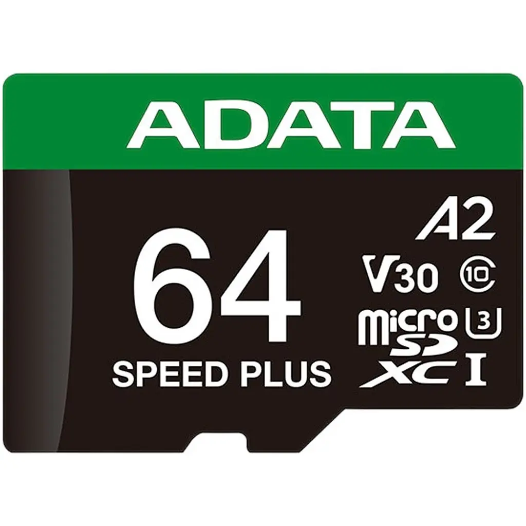 Карта пам'яті ADATA microSDXC Speed Plus 64Gb Class 10 UHS-1 A2 V30 + SD адаптер (UD64GUI3V30A2SP-RA1) [162137] - фото 2
