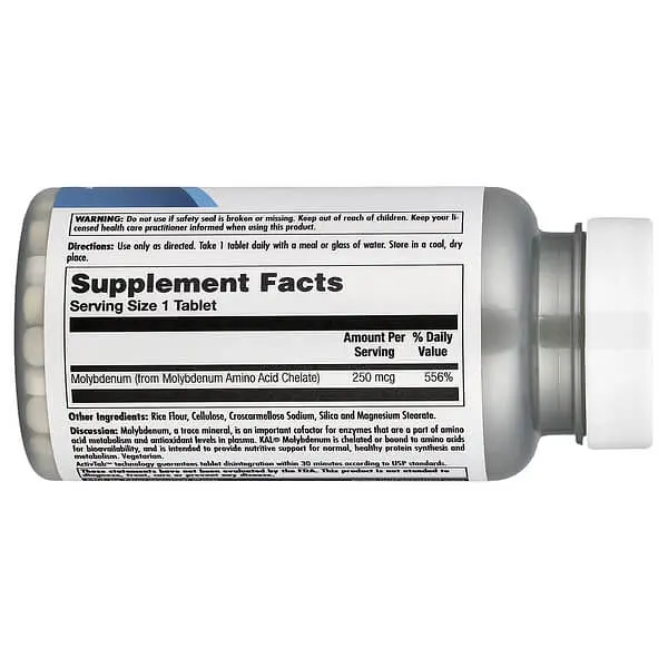 Інші мінерали Molybdenum Amino Acid Chelate 250 mcg 100 таблеток KAL vit0005827 - фото 2