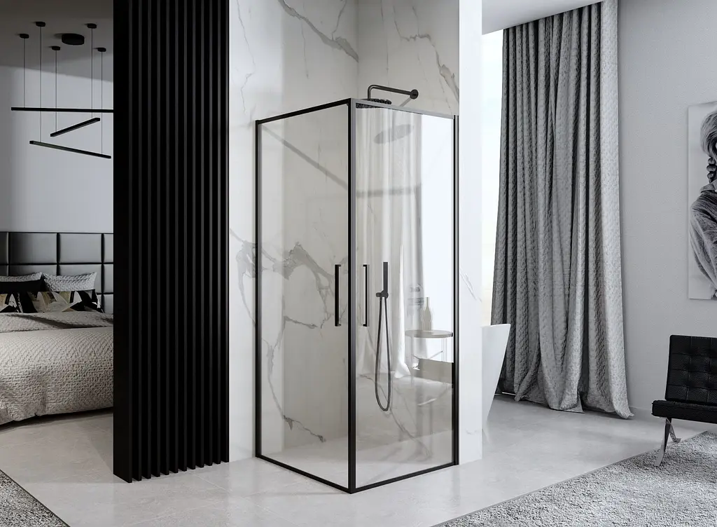 Душова кабіна Rea Abra 90x90 black mat REA-K5502, Чорний матовий, Універсальна, прозорий - фото 2