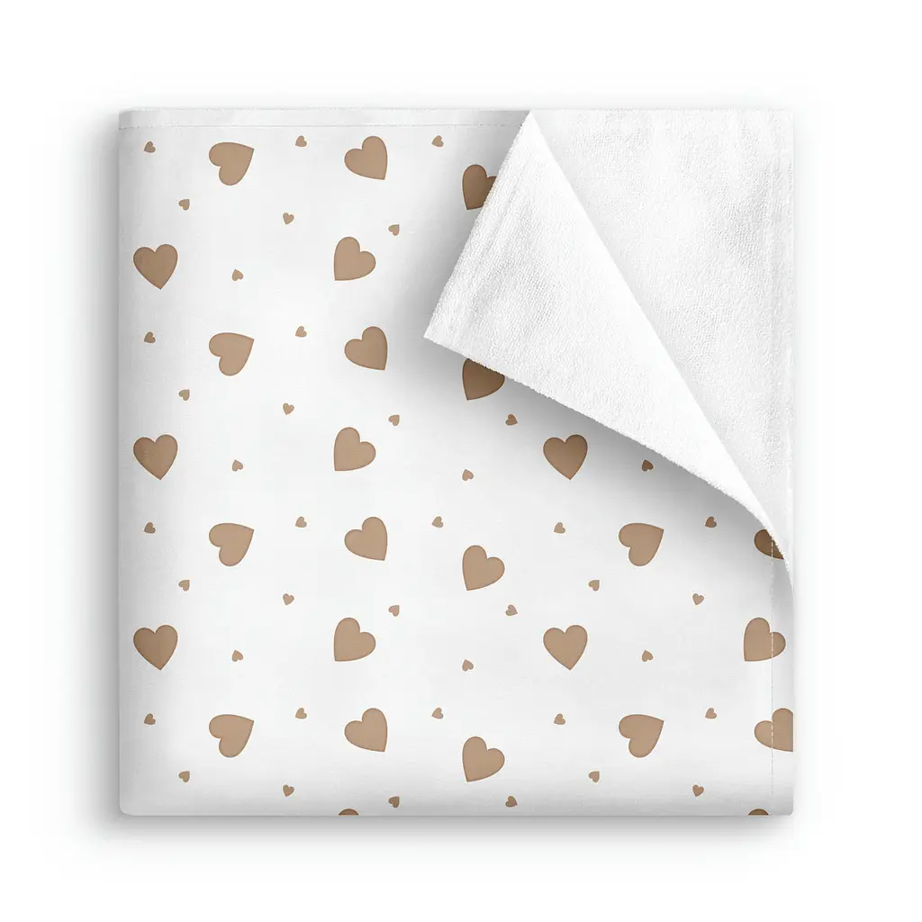 Багаторазова непромокаюча пелюшка 100х120 BEIGE HEARTS COSAS (4822052444542)