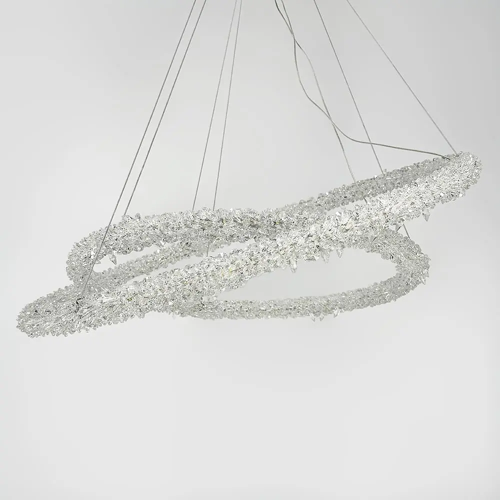 Невероятная хрустальная подвесная латунная люстра Ø 80+60 см | Ст. MD9105R-800+600 AB | Line F - фото 6