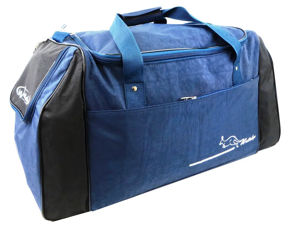 Сумка спортивна Wallaby з нейлону 59 л 48×32×28 см Синя з чорним - фото 10
