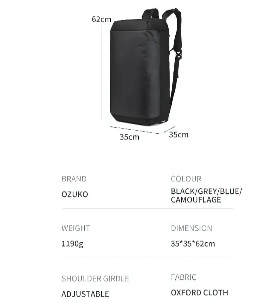 Сумка дорожня Ozuko 9747 величезний спортивний туристичний рюкзак речовий 76л Black (19363) - фото 5