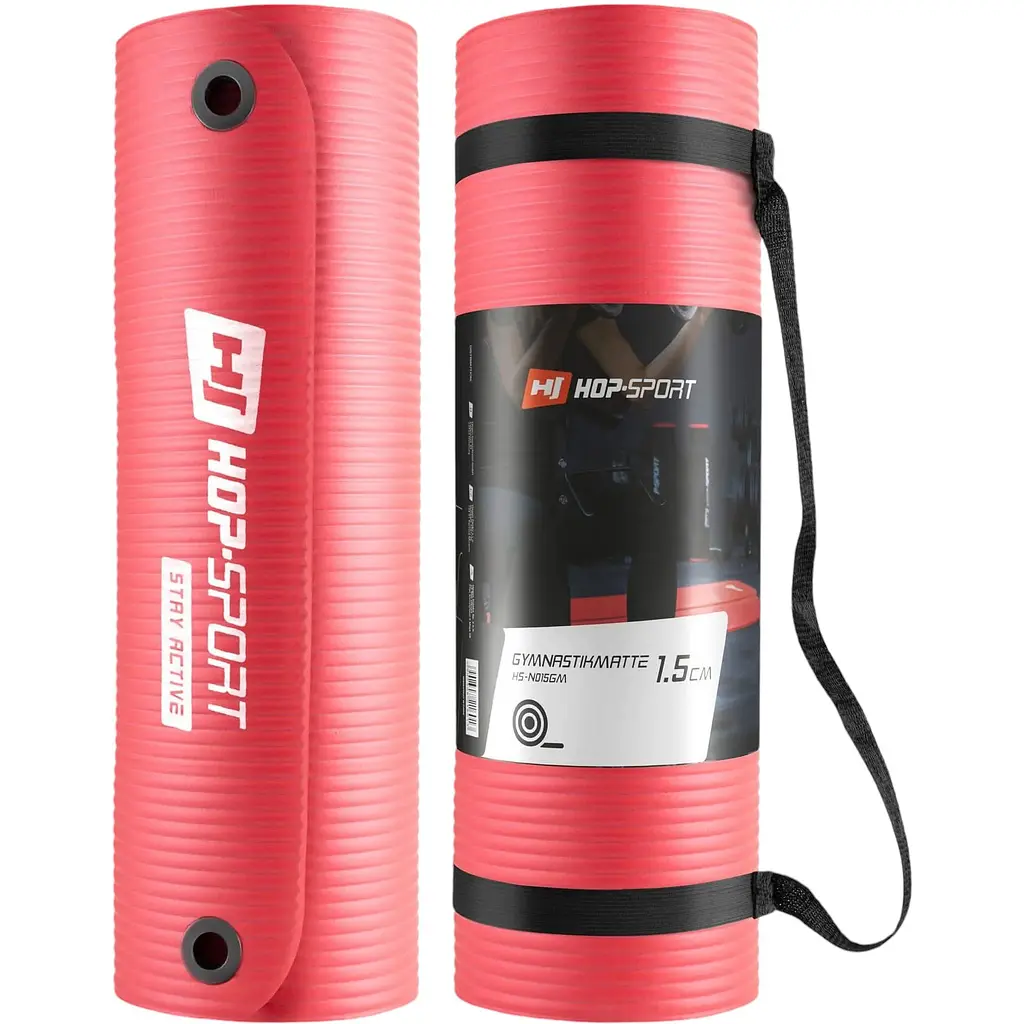 Мат для фитнеса и йоги с отверстиями Hop-Sport HS-N015GM 1.5 см красный - фото 9