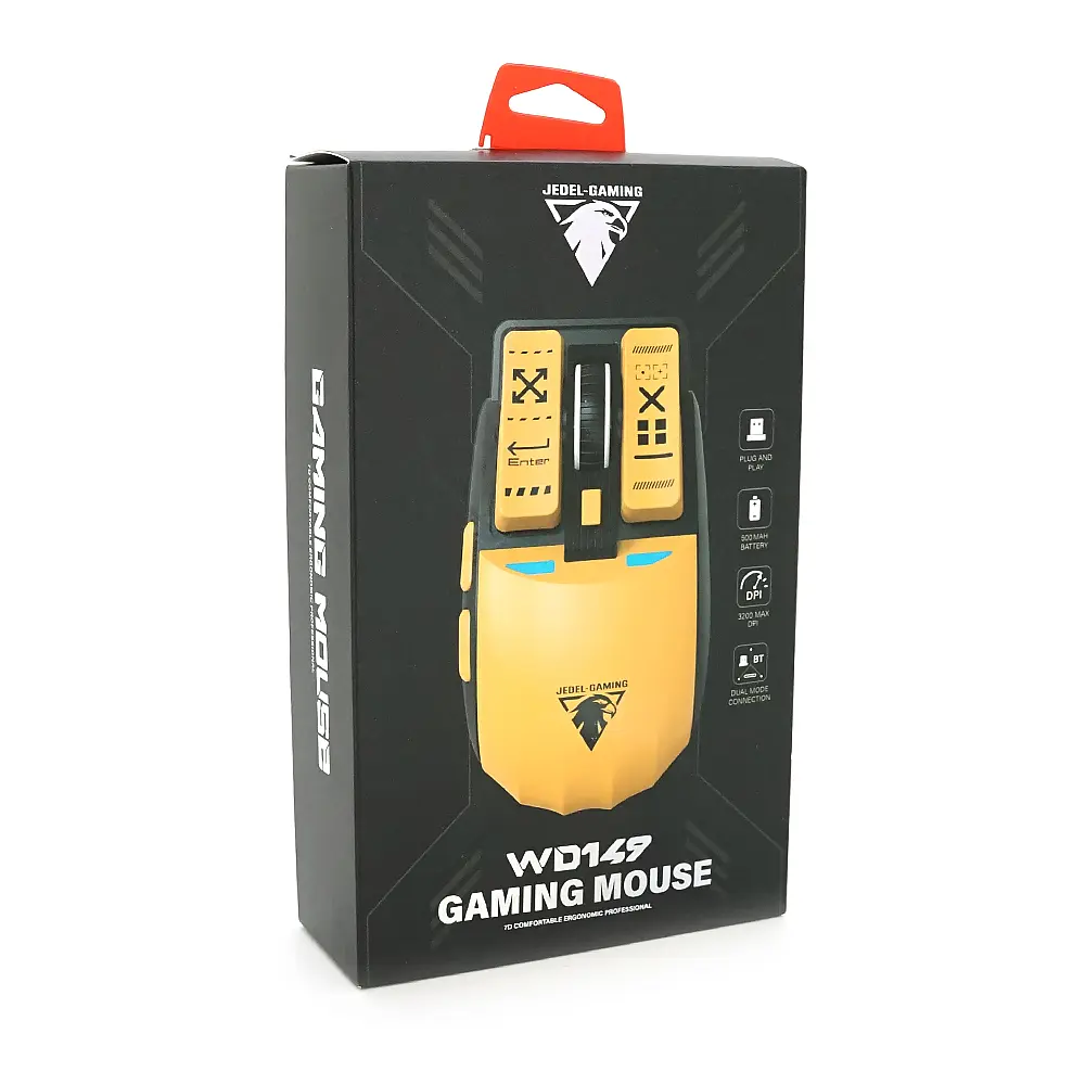 Миша бездротова JEDEL WD149, 3200DPI, 2.4GHZ+Bluetooth 5.0, Black/Yellow, Box - фото 2
