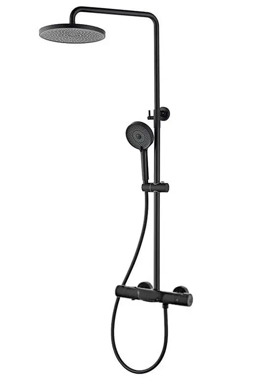 Душова система Dusel Centro Thermostatic Black (281307000), Чорний матовий - фото 10