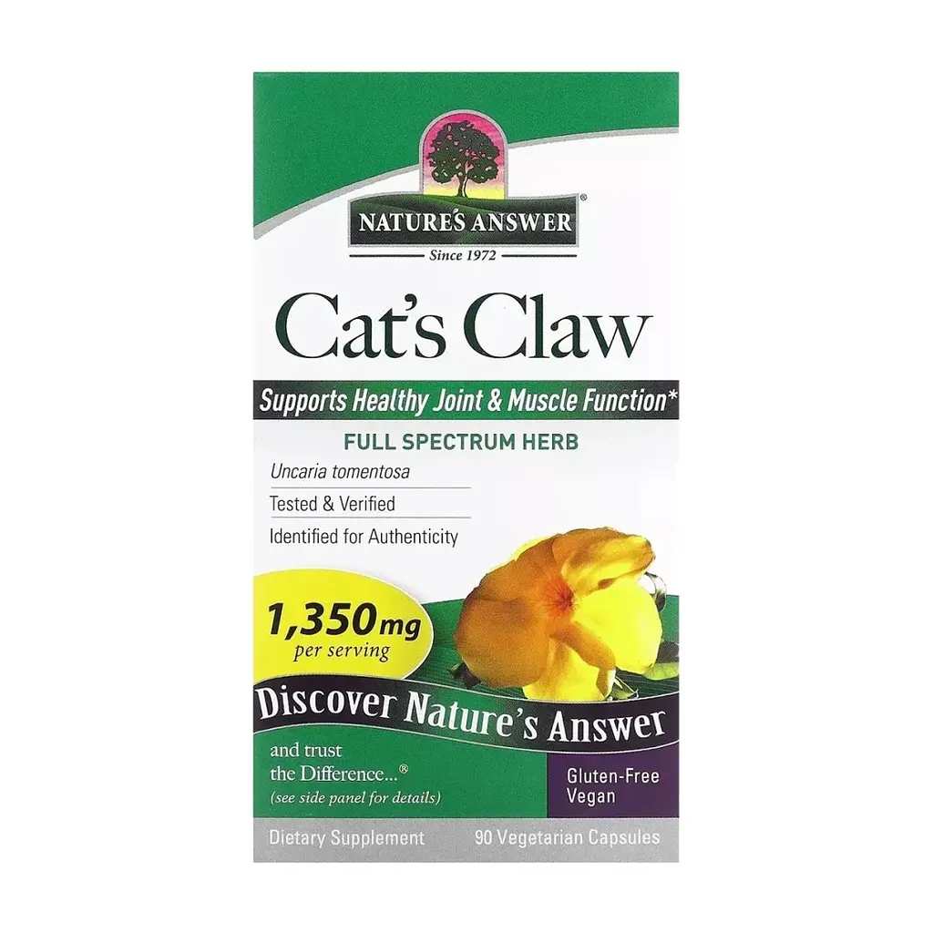 Трави Nature's Answer Котячий кіготь, 1350 мг, Cat's Claw, 90 вегетаріанських капсул (NTA-16146)