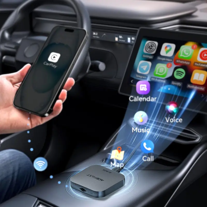 Адаптер ACEFAST QC2 AI Box CarPlay wireless adapter for car Metal Gray (6974316285830) - фото 6