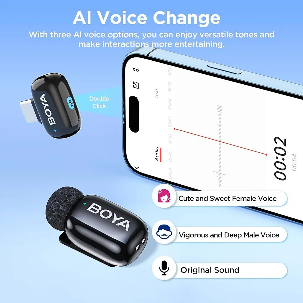Бездротовий мікрофон BOYA Mini-17 USB-C для Android та ноутбуків, AI голос, шумозаглушення - фото 3