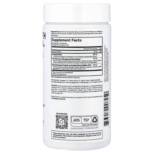 Глютамин Gut Health Formula 180 Capsules Codeage vit0006103 - фото 2