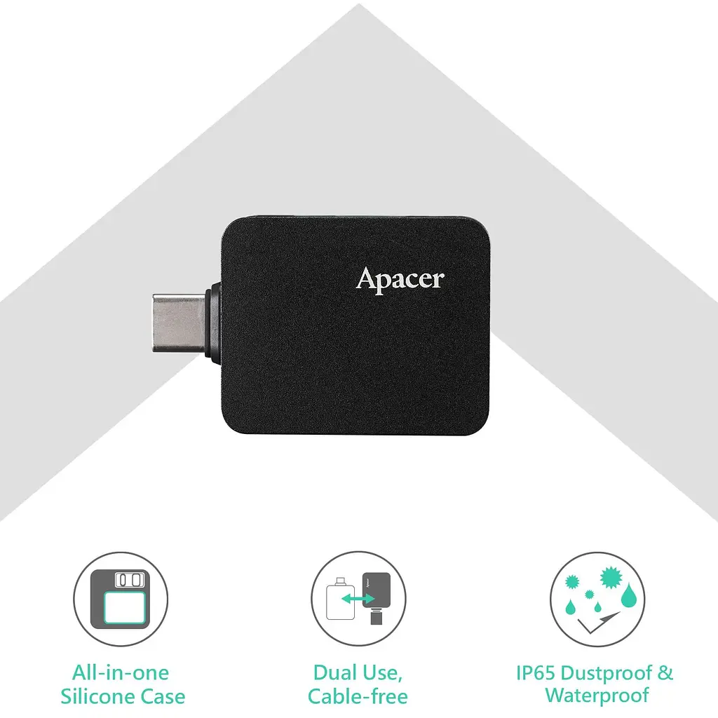 Накопичувач SSD Apacer SSD AS714 1TB USB 3.2 Gen.2 Read/Write 1000MB/s Black (AP1TBAS714B-1) - фото 8