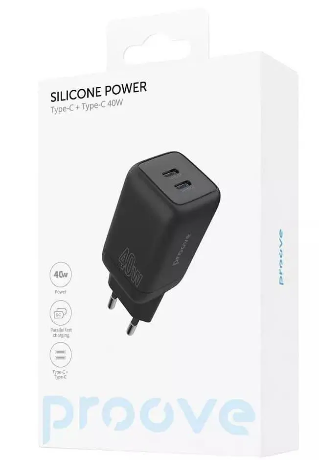 Зарядний пристрій Proove Silicone Power 40W (Type-C + Type-C) black (WCSP4020001) - фото 4
