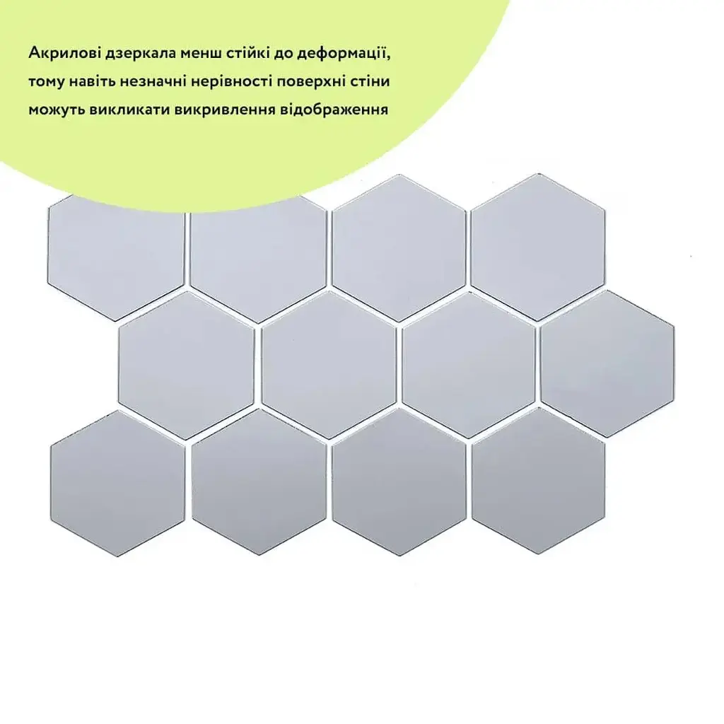 Дзеркальний декор Wall Sticker SW-00002513 акриловий самоклеючий 125х105 мм 12 шт. срібло - фото 3