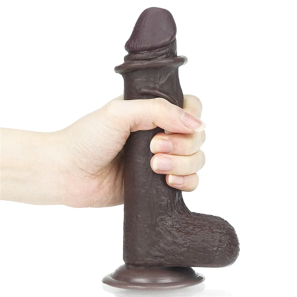 Фалоімітатор із присоскою LoveToy Sliding-Skin Dildo 7 17.5 см коричневий - фото 6