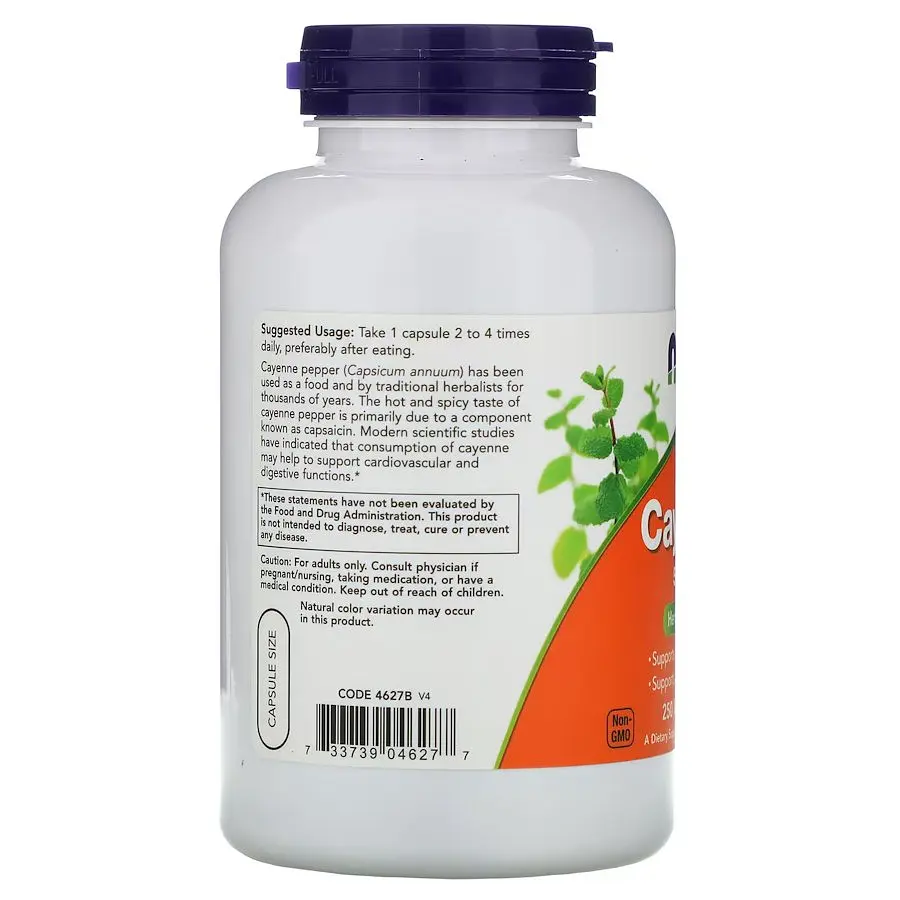 Натуральна добавка NOW Cayenne 500 mg, 250 вегакапсул - фото 3