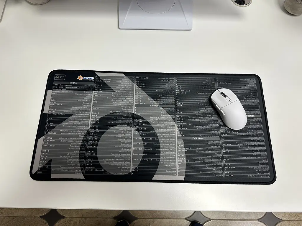 Великий килимок для мишки WorkPlaceShop Поєднання клавіш Blender 1200 x 500 мм - фото 4