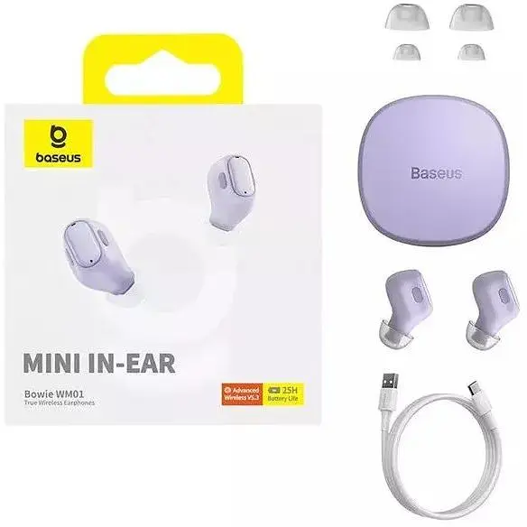 Наушники беспроводные Baseus Bowie WM01 NGTW370005 фиолетовые - фото 3