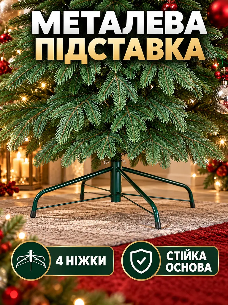Лита штучна ялинка YaLINKA ШЗ18 Бескиди 180 см на металевій підставці, зелена (49676455) - фото 5