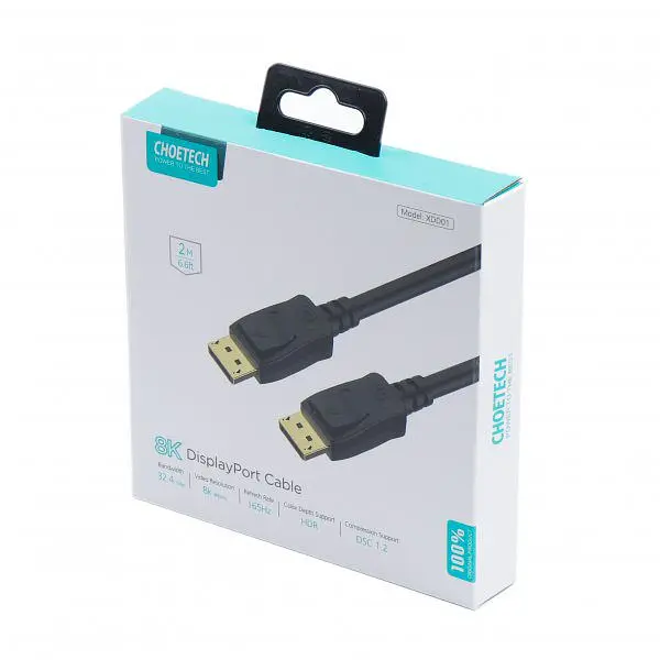 Кабель Choetech DisplayPort v1.4 XDD01BK 8K 60Hz 2 m - фото 10