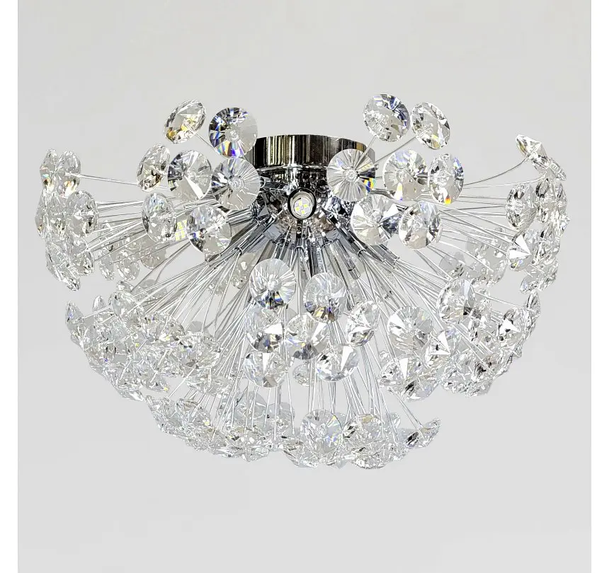 Компактна хромована стельова люстра з прозорими кристалами Artlight 21623-420CH - фото 2