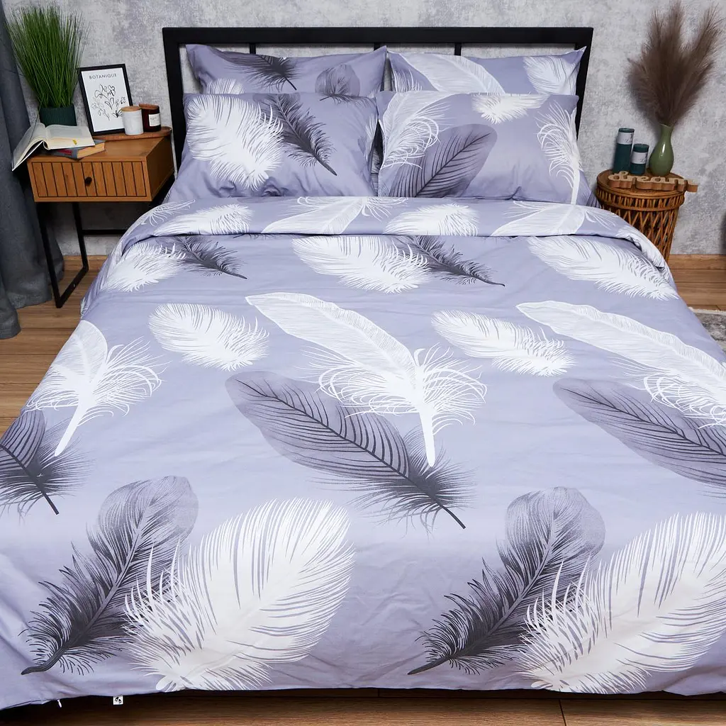 Комплект постільної білизни Moon&Star Бязь Gold Люкс Soft Plumes King Size 220x240 наволочки 4х50х70 - фото 6