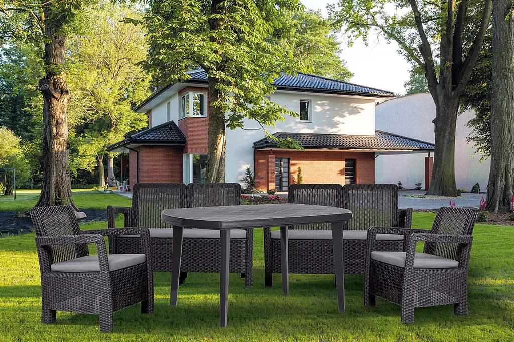 Стіл для саду пластиковий Keter Elise сірий - фото 4