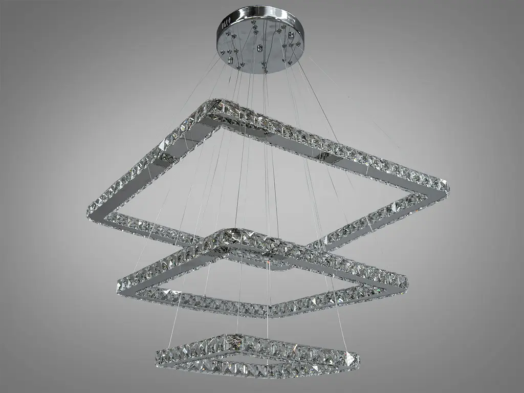 Люстра стельова LED Diasha 7220-9W/650+500+340HR Люксовий Каскад, 110W, кришталева, хром, сучасний стиль - фото 3