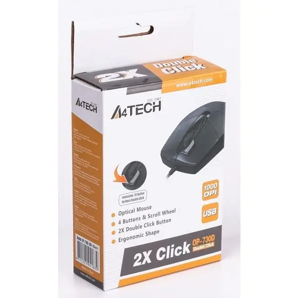 Миша A4Tech OP-730D USB Black (OP-730D USB (Black)) - фото 5