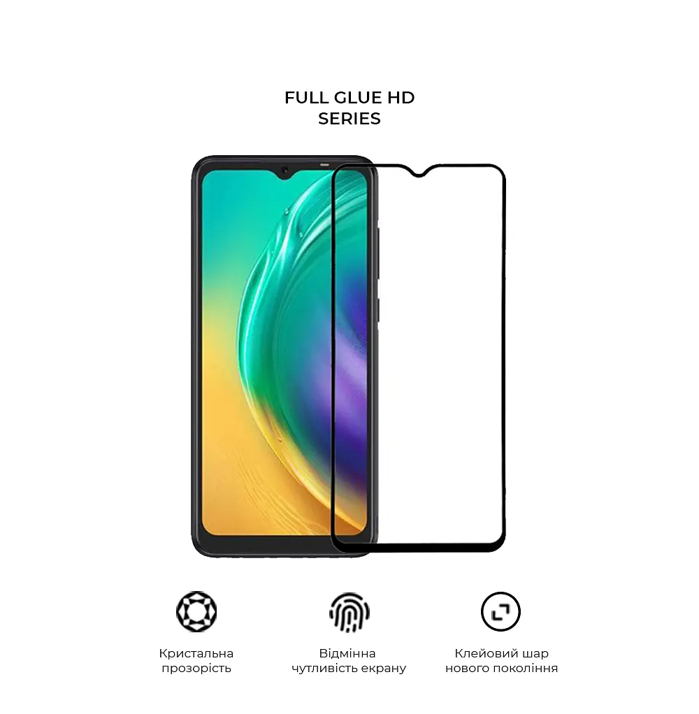 Захисне скло для TECNO POP 4 Pro (BC3), Full Glue HD, 2.5D, повністю прозоре, на весь екран, глянцеве, загартоване 9H, повне проклеювання по всій поверхні, з чорною рамкою, протиударне, кришталево чітке зображення, ArmorStandart (ARM65104) - фото 2