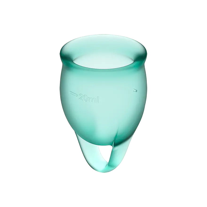 Satisfyer Feel Confident-набір менструальних чаш, 15 мл і 20 мл (зелений) - фото 6