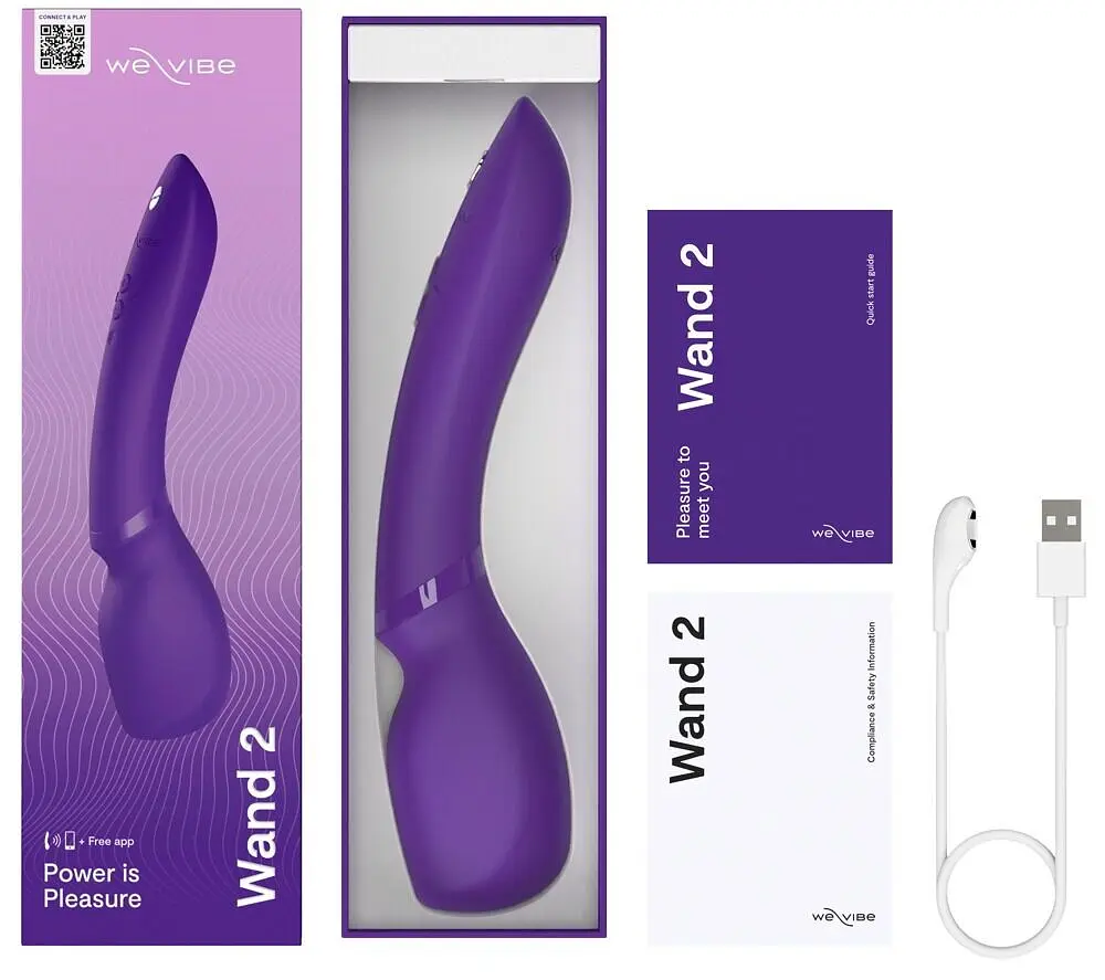 Смарт-вібромасажер We-Vibe Wand 2 Purple, дуже потужний, функція Smart Silence - фото 6