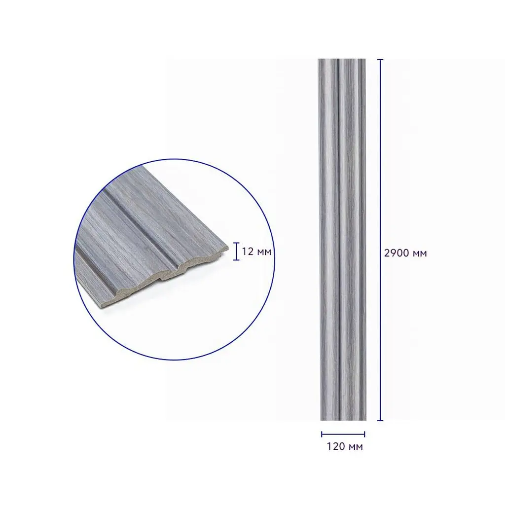 Рейка декоративна Wall Sticker PS 2900х120х12 мм Сіре дерево SW-00002142- - фото 3