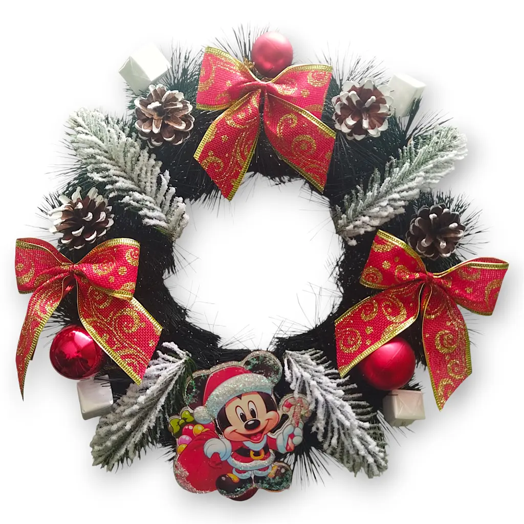 Новорічний вінок "Mickey Mouse" 33 см різдвяний декоративний на двері (HC31)
