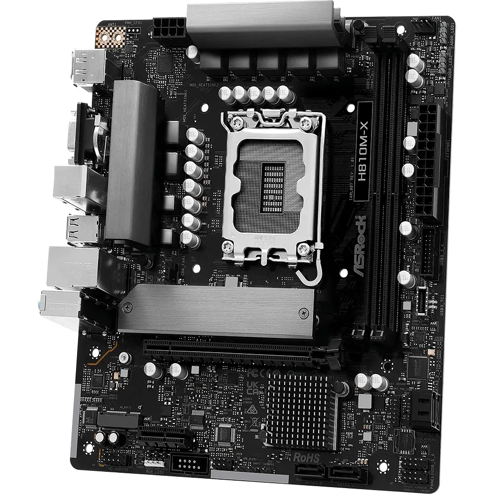 AsRock H810M-X (1851/H810, 2*DDR5, PCIex16, HDMI/DP/VGA, 4xSATA, M.2, 2.5Glan, 7.1ch, mATX) - фото 3