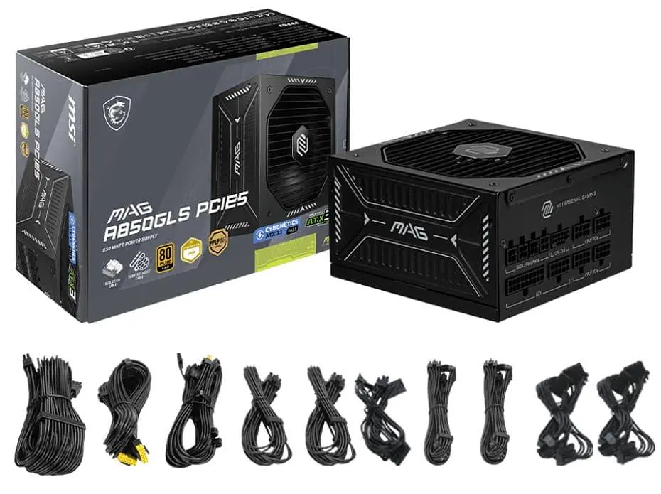 Блок живлення MSI MAG A850GLS 850W ATX 3.1 80+ Gold (MAG A850GLS PCIE5) Black - фото 5