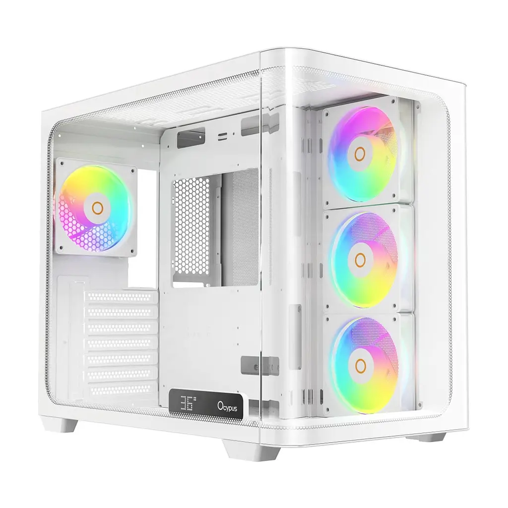 Корпус для ПК OCYPUS IOTA C70 CURVE ARGB DIGITAL WH (IOTA-C70-WHD400CD-GL)