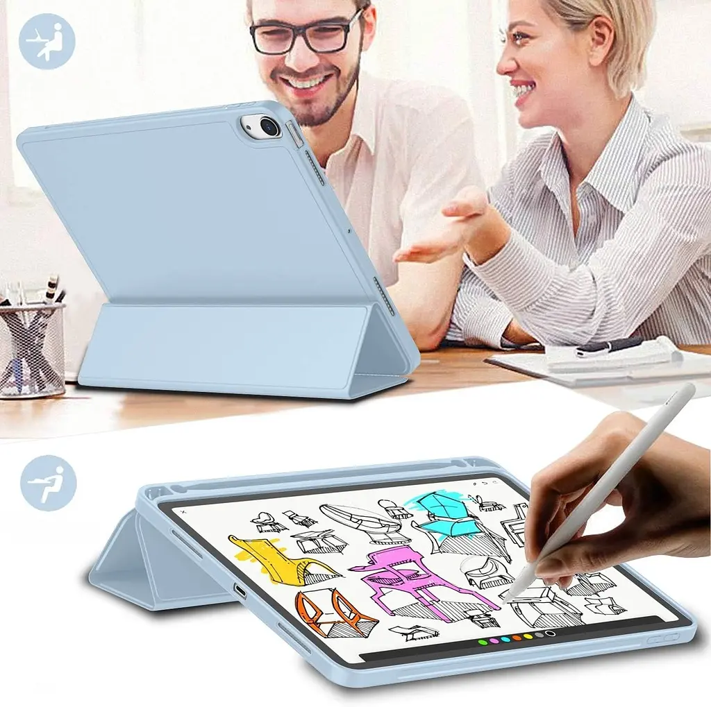 Чохол BeCover Tri Fold Soft TPU з кріпленням Apple Pencil для Apple iPad Air 11" M4 2026 Light Blue (715232) - фото 5