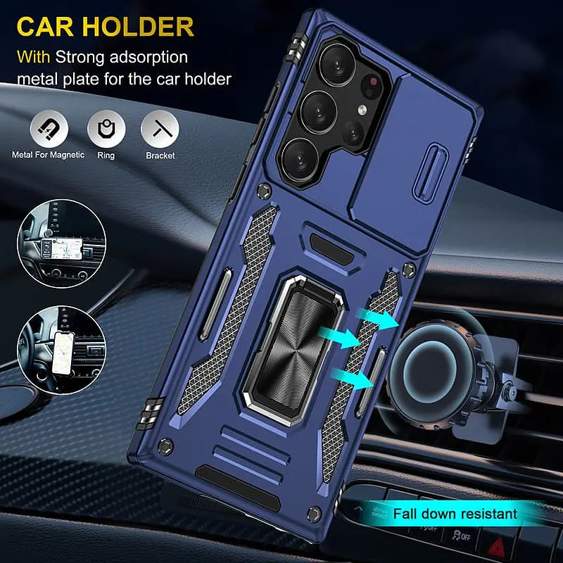 Чехол ударопрочный Epik Camshield Army Ring для Samsung Galaxy S24 Ultra Синий/Navy - фото 4