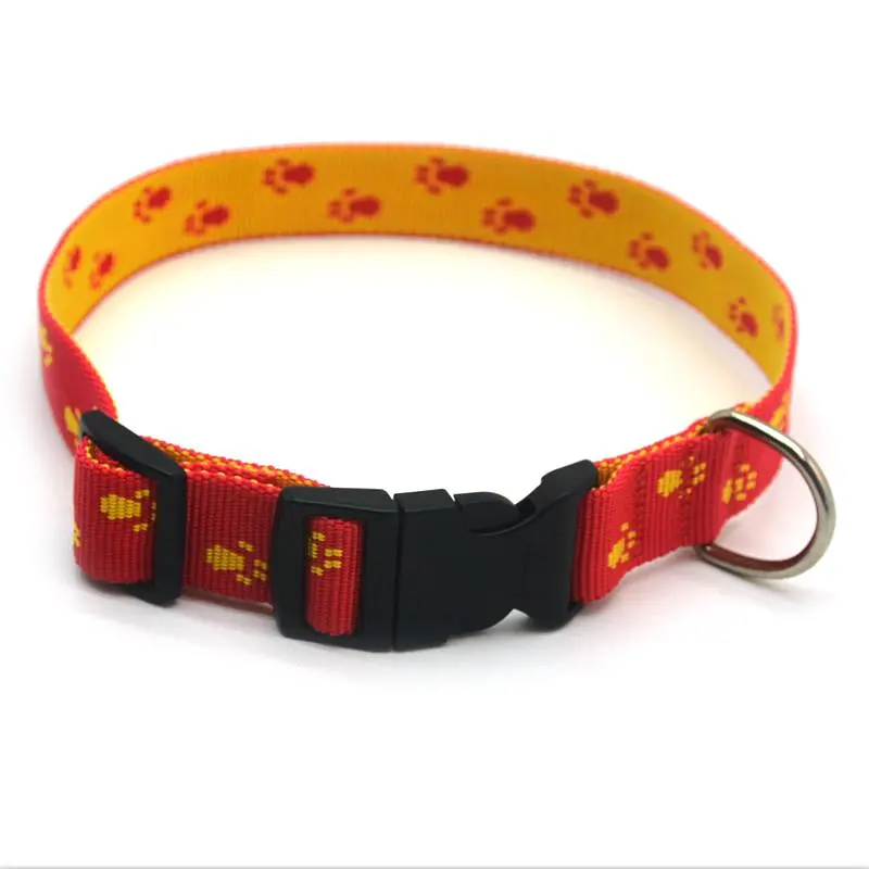 Нашийник для собак Zoo-hunt Лапки 2,5 см 36-45 см капрон Червоно-жовтий - фото 3