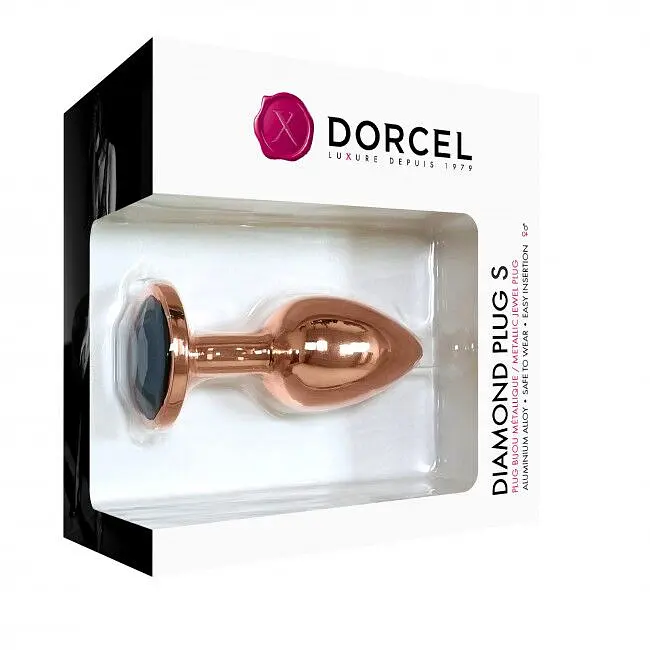 Маленька металева анальна пробка із кристалом Dorcel Diamond Plug S, 7.1х2.7 см, чорний - фото 7